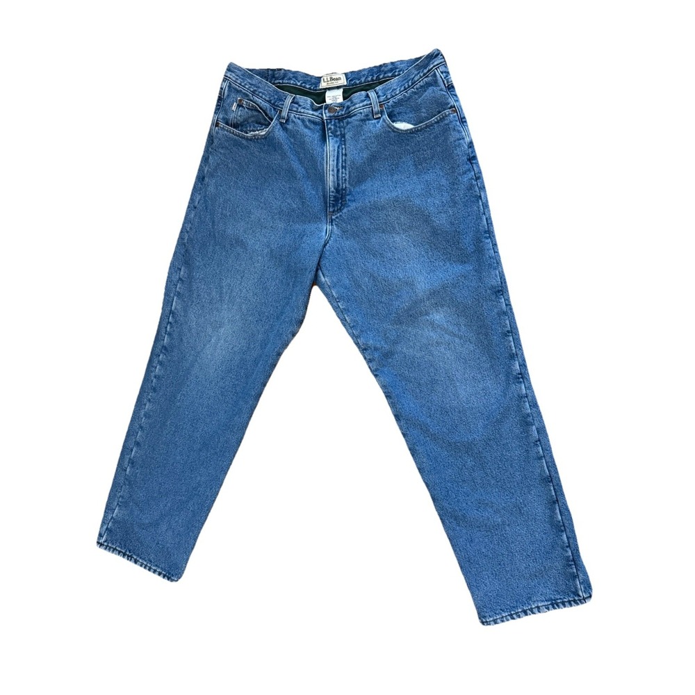 LL Bean Fleece Lined Jeans Men's Size 40x32 Medium Blue Straight Relaxed Fit